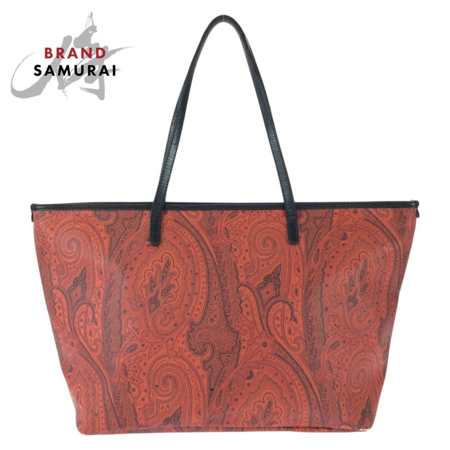 ETRO エトロ ペイズリー レッド ブラック ゴールド金具 PVC/レザー 1D008 トートバッグ ショルダーバッグ レディース 603704 | ETRO