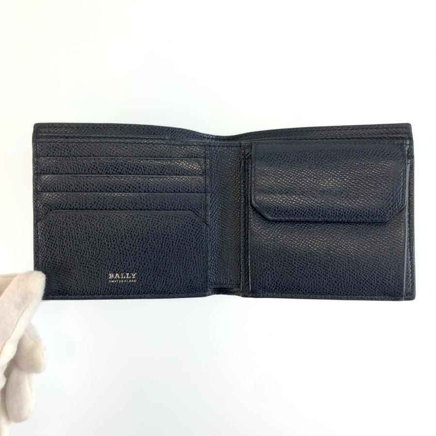 美品 BALLY バリー ネイビー シルバー金具 レザー 折り財布 コンパクトウォレット メンズ 604046 | Bally | 03