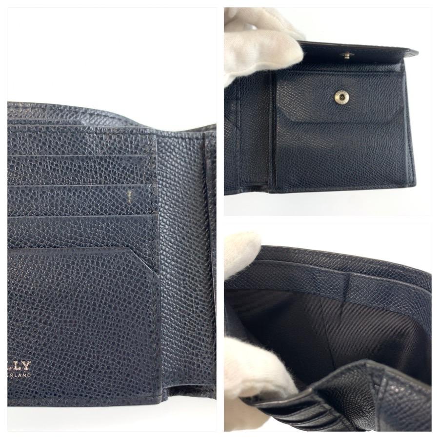 美品 BALLY バリー ネイビー シルバー金具 レザー 折り財布 コンパクトウォレット メンズ 604046 | Bally | 08