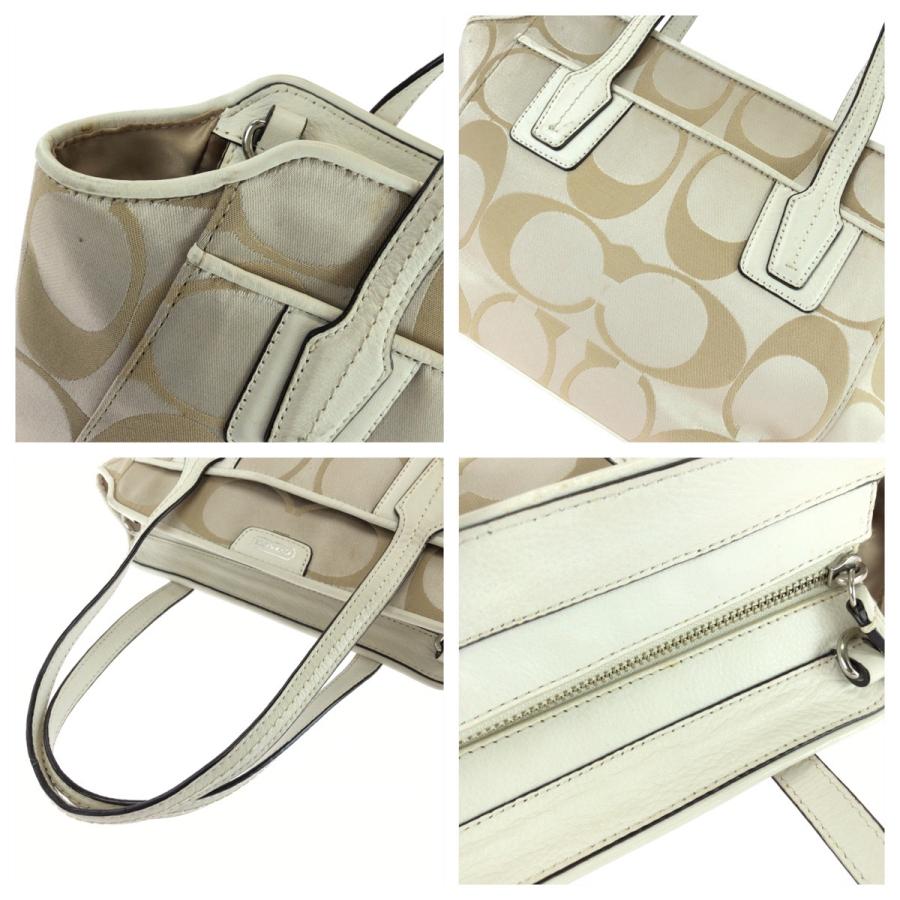 COACH（コーチ） シグネチャー 2way ベージュ ホワイト シルバー金具 