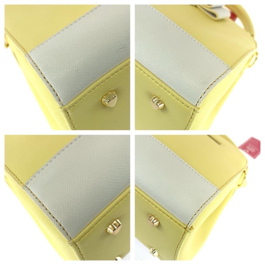 超美品 Samantha Vega サマンサベガ メルドー イエロー ホワイト ゴールド金具 合成皮革 1610110131 ハンドバッグ ショルダーバッグ 604258 | Samantha Vega | 02