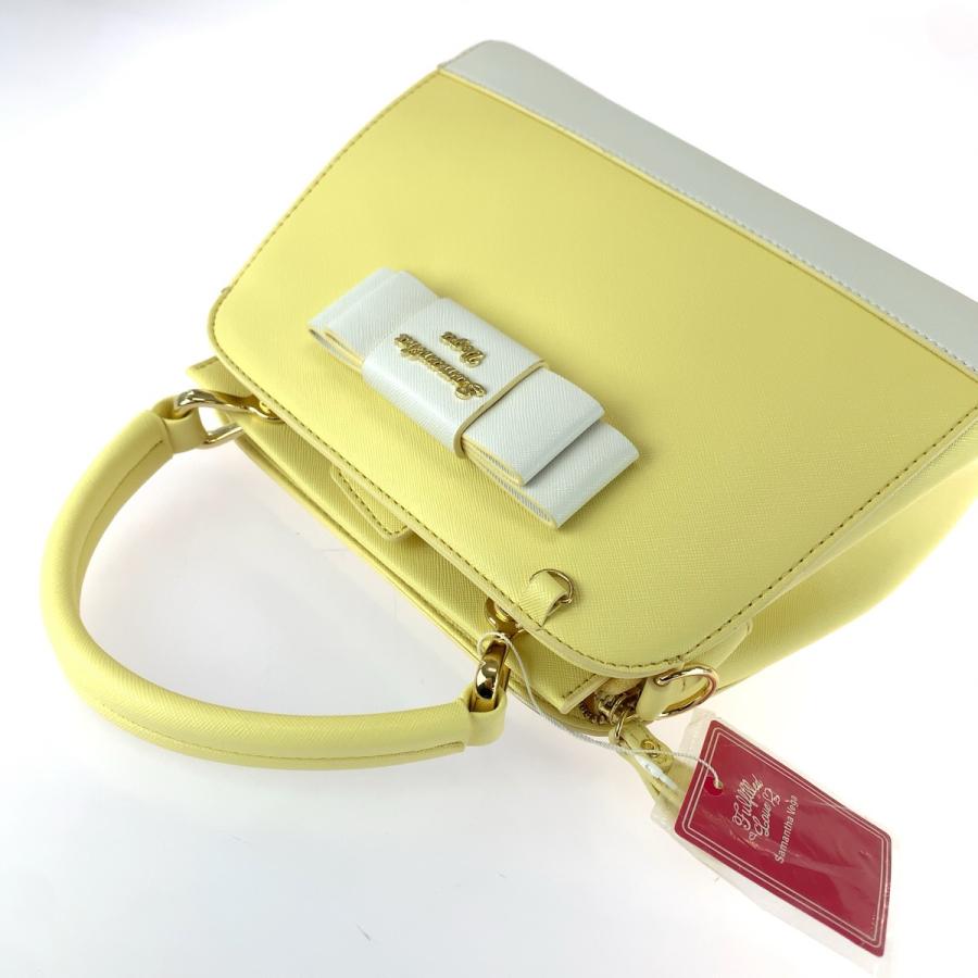 超美品 Samantha Vega サマンサベガ メルドー イエロー ホワイト ゴールド金具 合成皮革 1610110131 ハンドバッグ ショルダーバッグ 604258 | Samantha Vega | 04