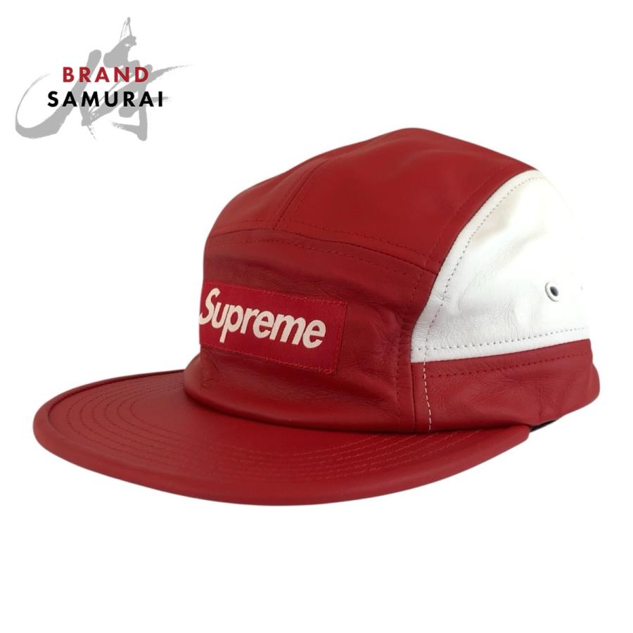 マ*ン様 Supreme キャンプキャップ レッド Supreme（シュプリーム） 超美品 2-Tone Leather Camp Cap レッド