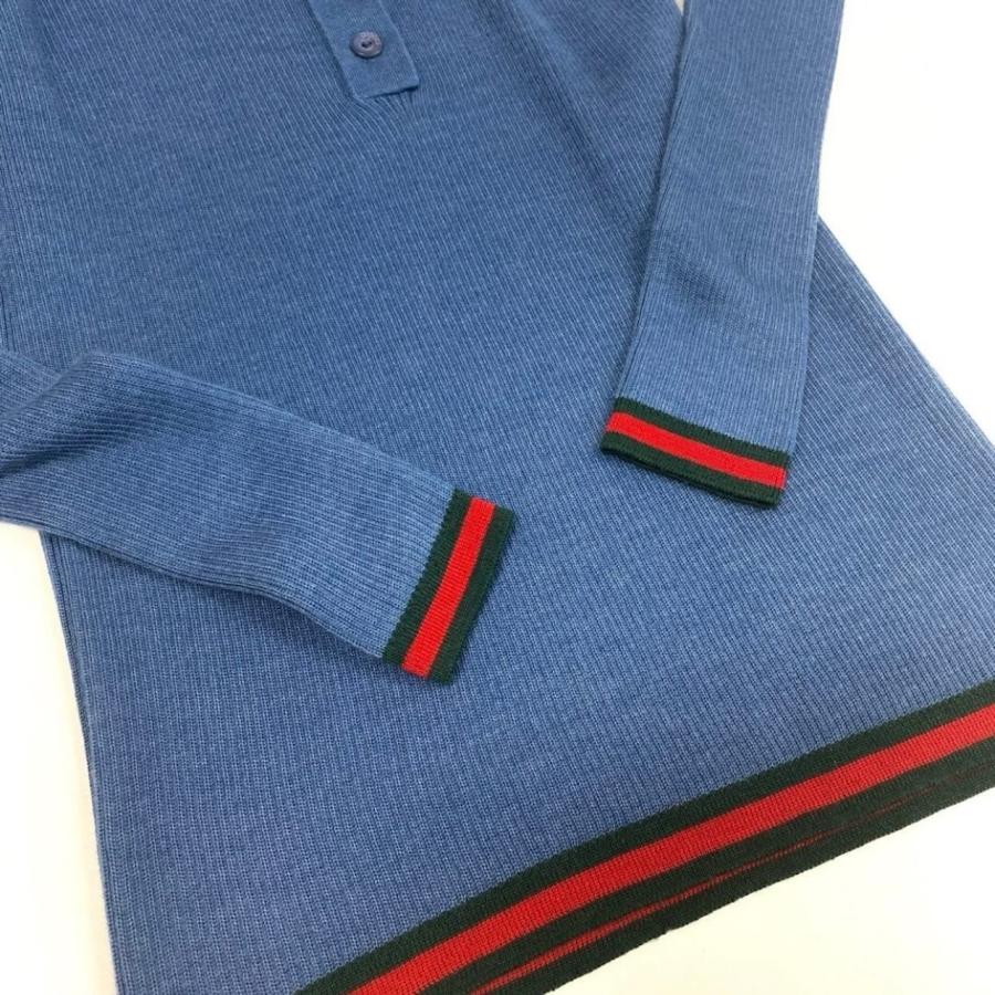 新品未使用 GUCCI グッチ 2026 シェリーライン ブルー カシミヤ/シルク ニットポロシャツ レディース A3-00006 新品の画像
