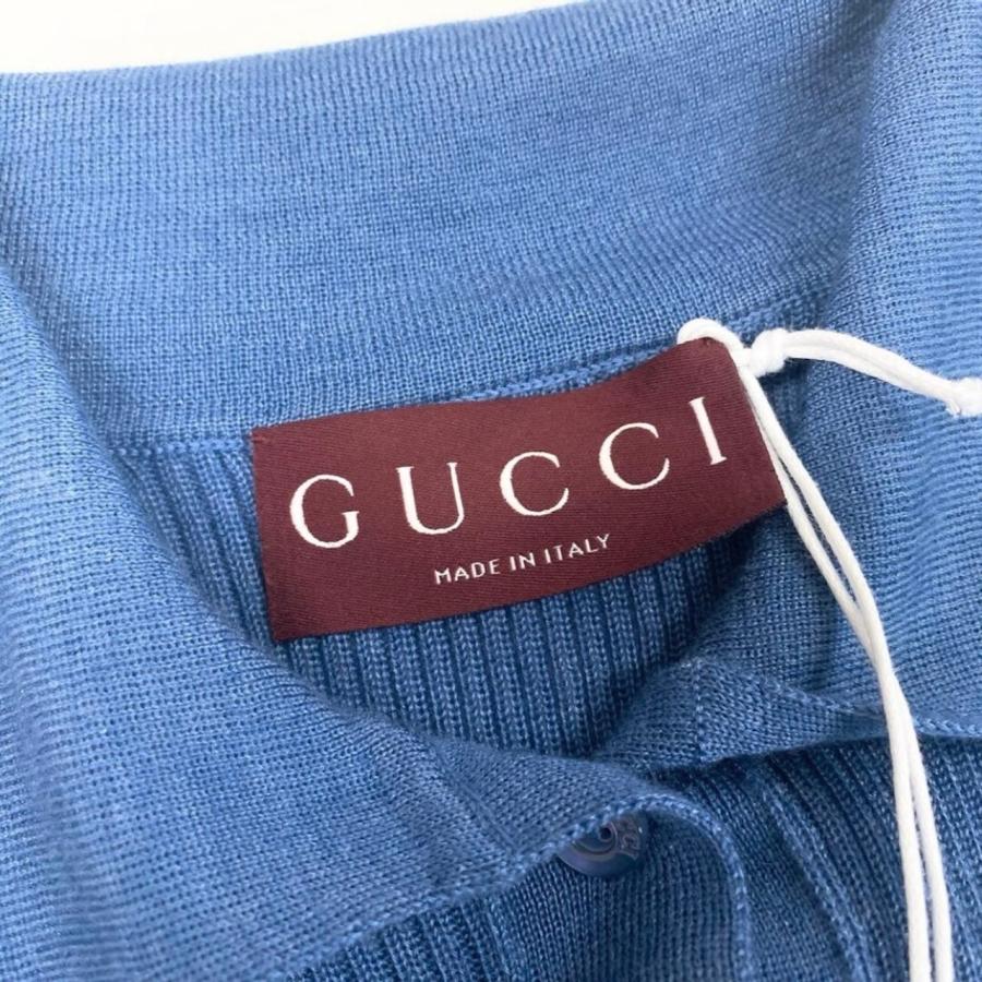 新品未使用 GUCCI グッチ 2026 シェリーライン ブルー カシミヤ/シルク ニットポロシャツ レディース A3-00006 新品の画像