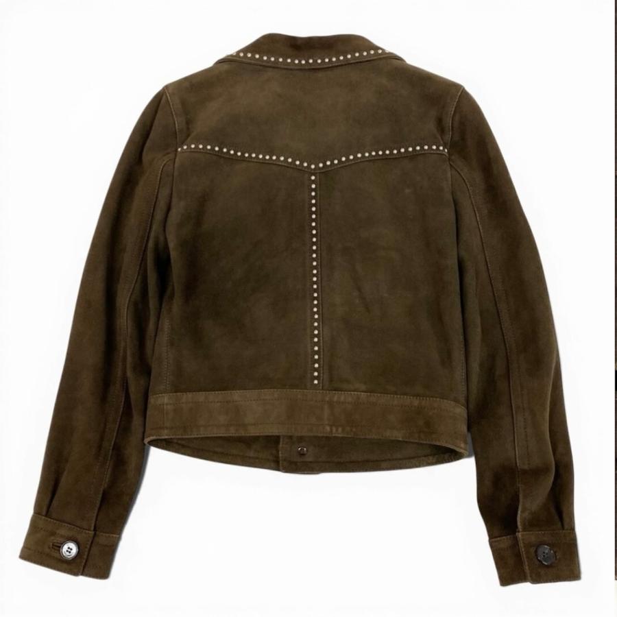 SAINT LAURENT PARIS サンローランパリ スタッズ ブラウン 山羊/シルク ウエスタンジャケット レディース A3-00008の画像