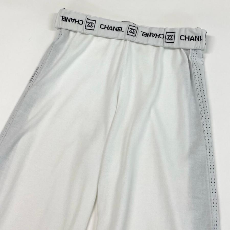 CHANEL シャネル ホワイト コットン P30103K0036 ワイドニットパンツ レディース A3-00027の画像