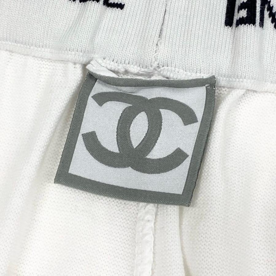 CHANEL シャネル ホワイト コットン P30103K0036 ワイドニットパンツ レディース A3-00027の画像