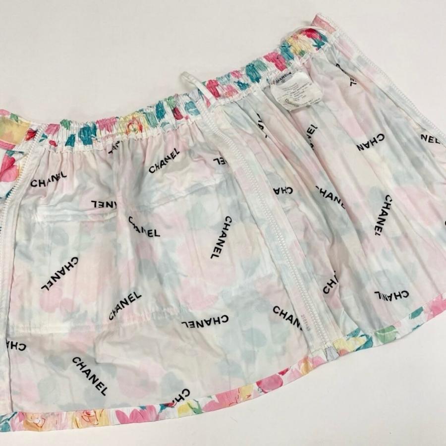 CHANEL シャネル ヴィンテージ 1995年 ココマーク サイドジップ スリット マルチカラー ポリエステル ミニスカート レディース A3-00075の画像