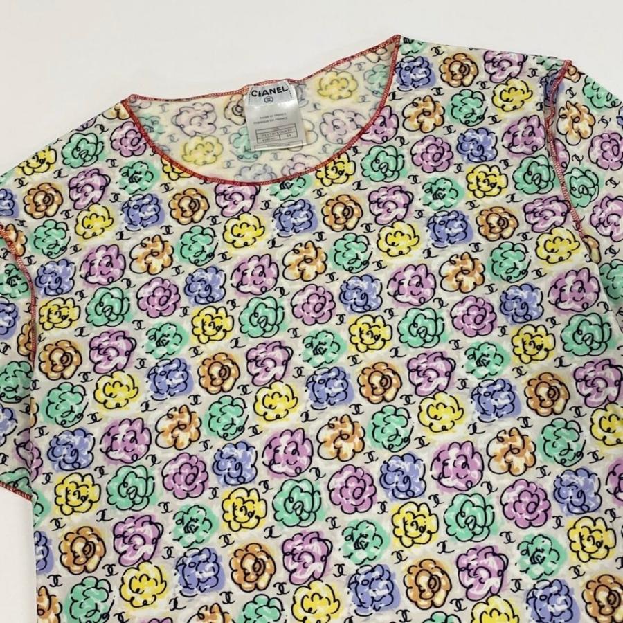 美品 CHANEL シャネル 2000年SS 00S P11246 マイヨ素材 ココマーク マルチカラー ポリアミド/ポリウレタン 半袖Ｔシャツ A3-00076の画像
