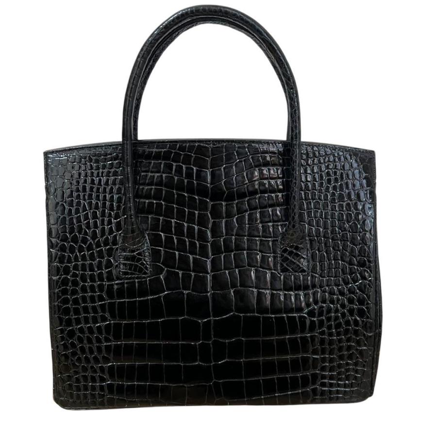 no brand ノーブランド JRA エキゾチックレザー ブラック シルバー金具