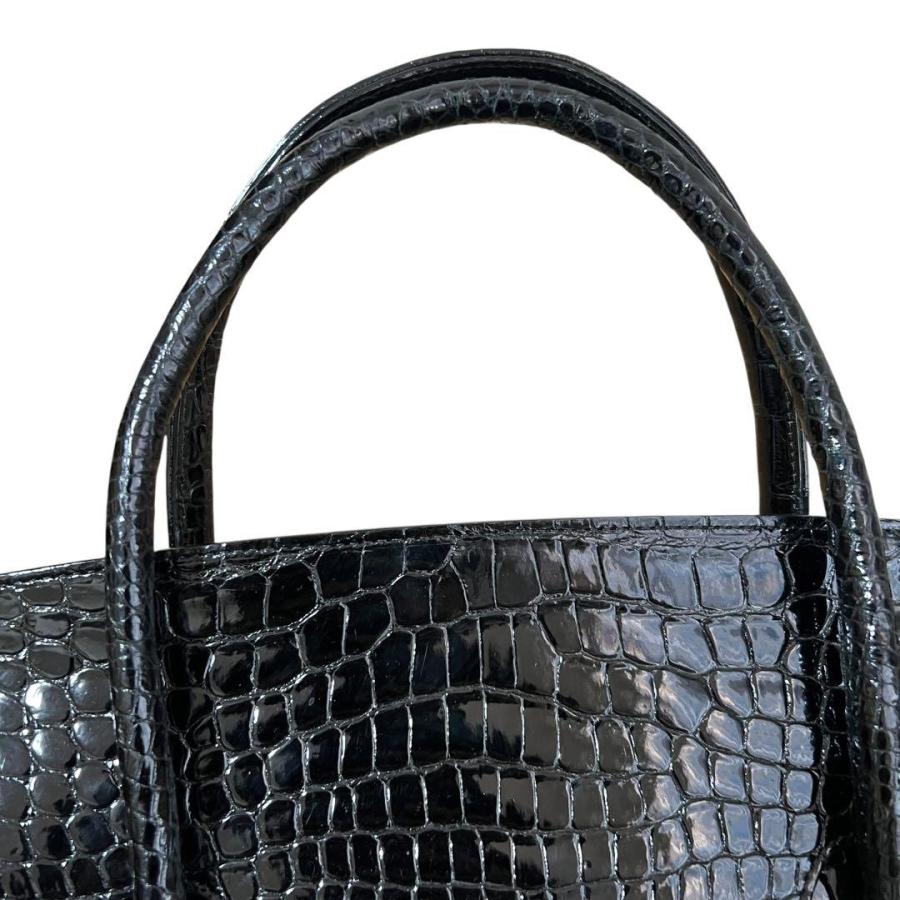 no brand ノーブランド JRA エキゾチックレザー ブラック シルバー金具