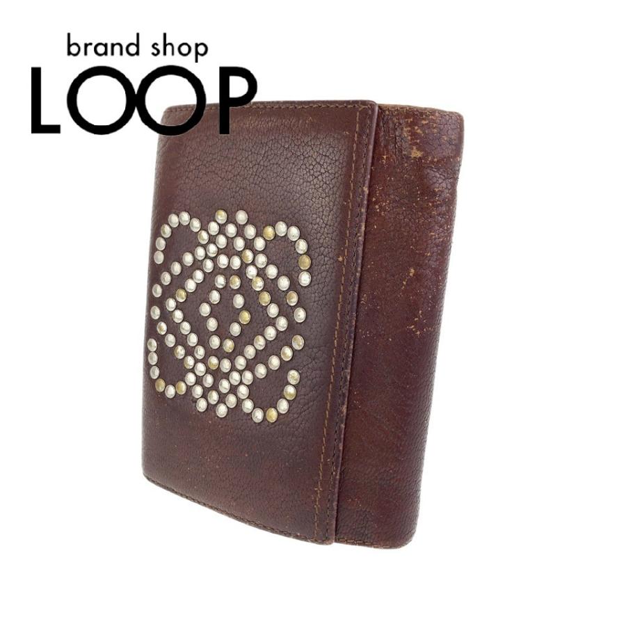 Loewe ロエベ アナグラム スタッズ ブラウン 茶色 レザー 折財布 折り財布 コンパクトウォレット レディース Lx 154 中古 Lx 154 Brand Samurai 通販 Yahoo ショッピング