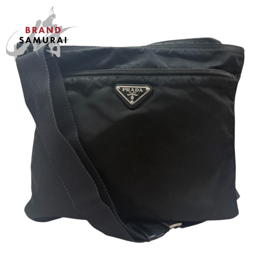 は*ち様 【良品】PRADA プラダ ショルダーバッグ テスートナイロン 三角ロ PRADA（プラダ） テスート 三角ロゴ ブラック シルバー金具 ナイロン