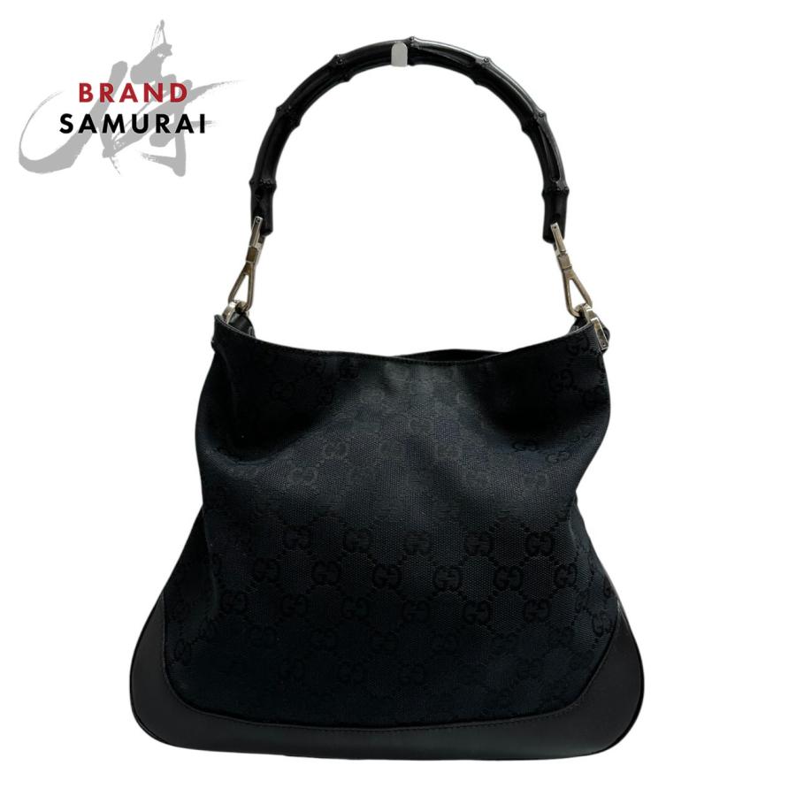 GUCCI グッチ バンブー ショルダー ハンドバッグ GUCCI（グッチ） バンブー ブラック シルバー金具 GGキャンバス/レザー