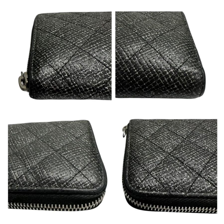 CHANEL（シャネル） マトラッセ ブラック シルバー金具 レザー 長財布