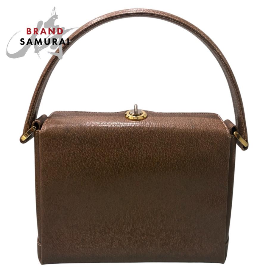 GUCCI（グッチ） カーフレザー ブラウン ゴールド金具 レザー