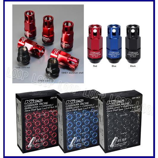 Kics EL53 オープンタイプ レデューラ レーシング シェルタイプ ロック＆ナット 20個 ブラック M12×P1.5 EL53-11K 協永産業 |  | 01