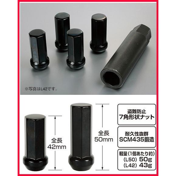 kics 極限 ロングナット 50mm M12×P1.25 HPF3B5 ブラック 20個 kics 極限 ロングナット 50mm M12×P1.25 HPF3B5 ブラック 20個