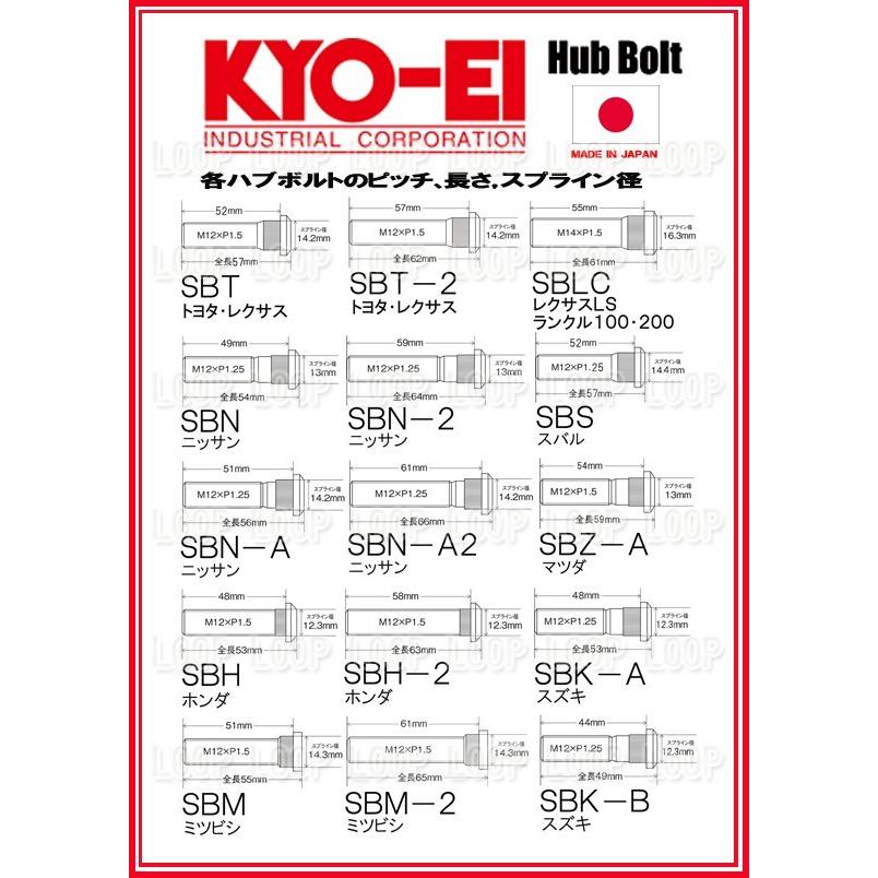 KYO-EI ロングハブボルト ニッサン用 20mmロング M12×P1.25 SBN-A2 協永産業｜loopinc｜02