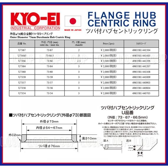 KYO-EI ツバ付ハブリング 2個入 外径73mm内径60mm U7360 協永 KYO-EI ツバ付ハブリング 2個入 外径73mm内径60mm U7360 協永