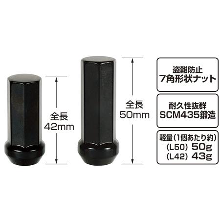 送料無料】KICS 超軽量☆極限 ロングナット全長50mm M12X1.25 20個 