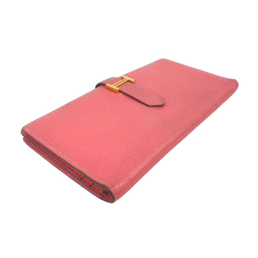 □中古□ エルメス ベアン 長財布 シェーブル ピンク GP A刻 【103940