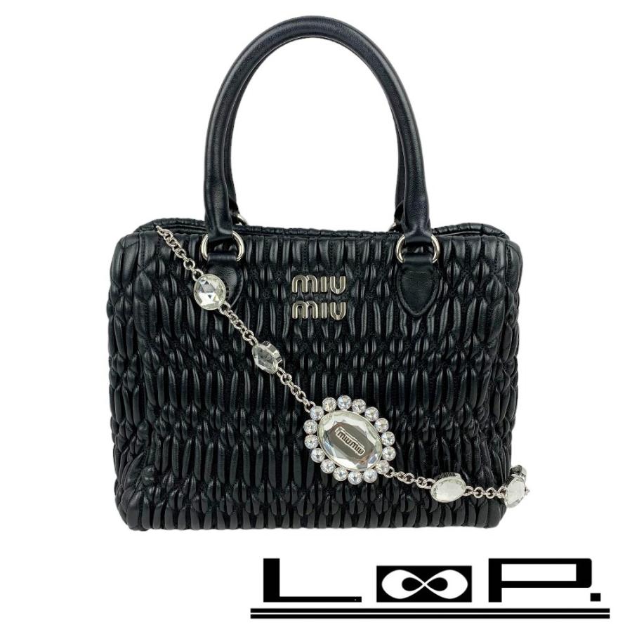 □美品□ ミュウミュウ 3WAY ハンド ショルダー バッグ ブラック  