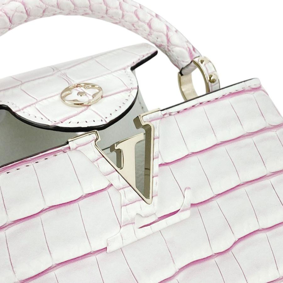 ■未使用■　ルイヴィトン カプシーヌMINI 2WAY ハンド バッグ エキゾチック レザー クロコダイル ホワイト ピンク N99622 箱 【1224】□ |  | 08