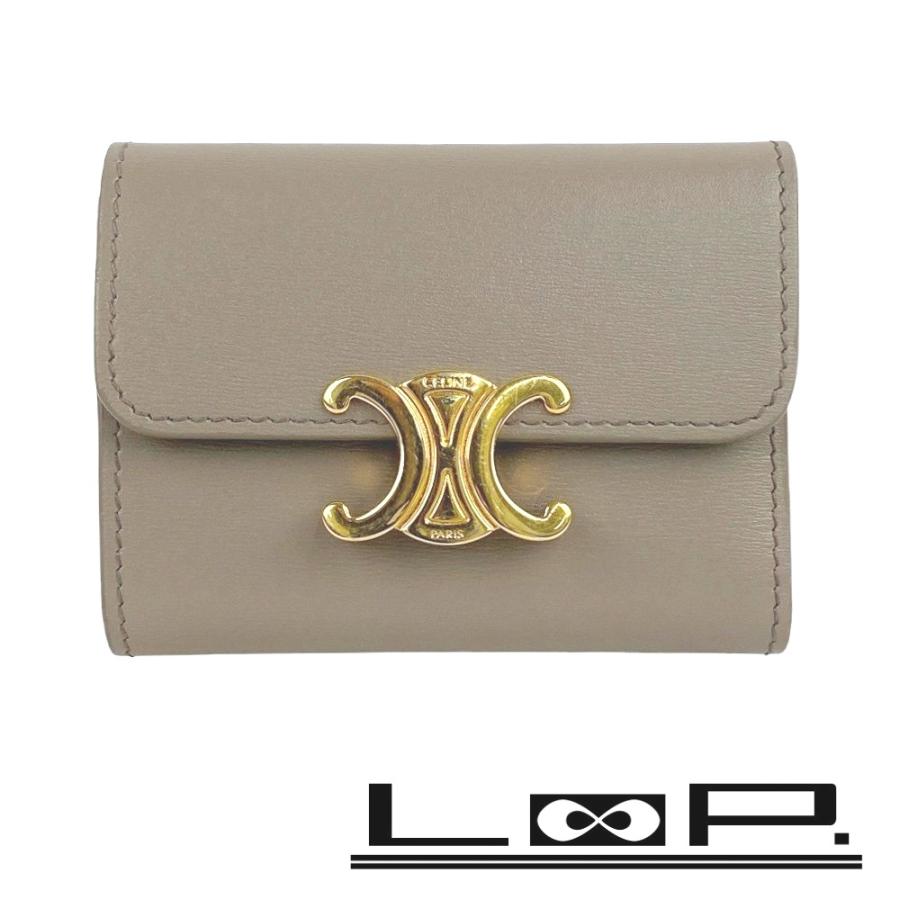 □美品□ セリーヌ トリオンフ 三つ折り 財布 コイン ケース カーフ  