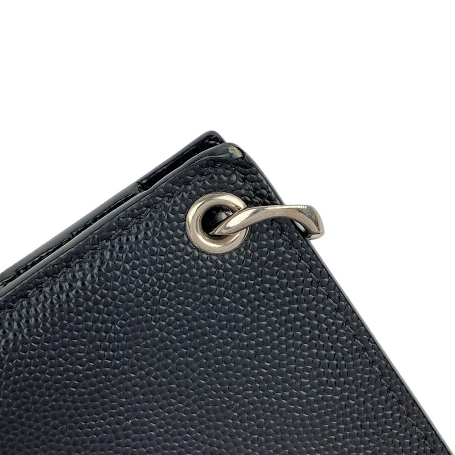■美品■　サンローラン チェーン ウォレット 二つ折り 財布 レザー ブラック 584104 【128783】 □美品□ サンローラン チェーン ウォレット 二つ折り 財布 レザー