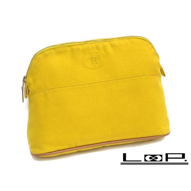 HERMES エルメス ボリードポーチMM 25 化粧ポーチ 小物入れ　イエロー □中古□ エルメス ボリード ポーチ MM 25 化粧 小物 入れ