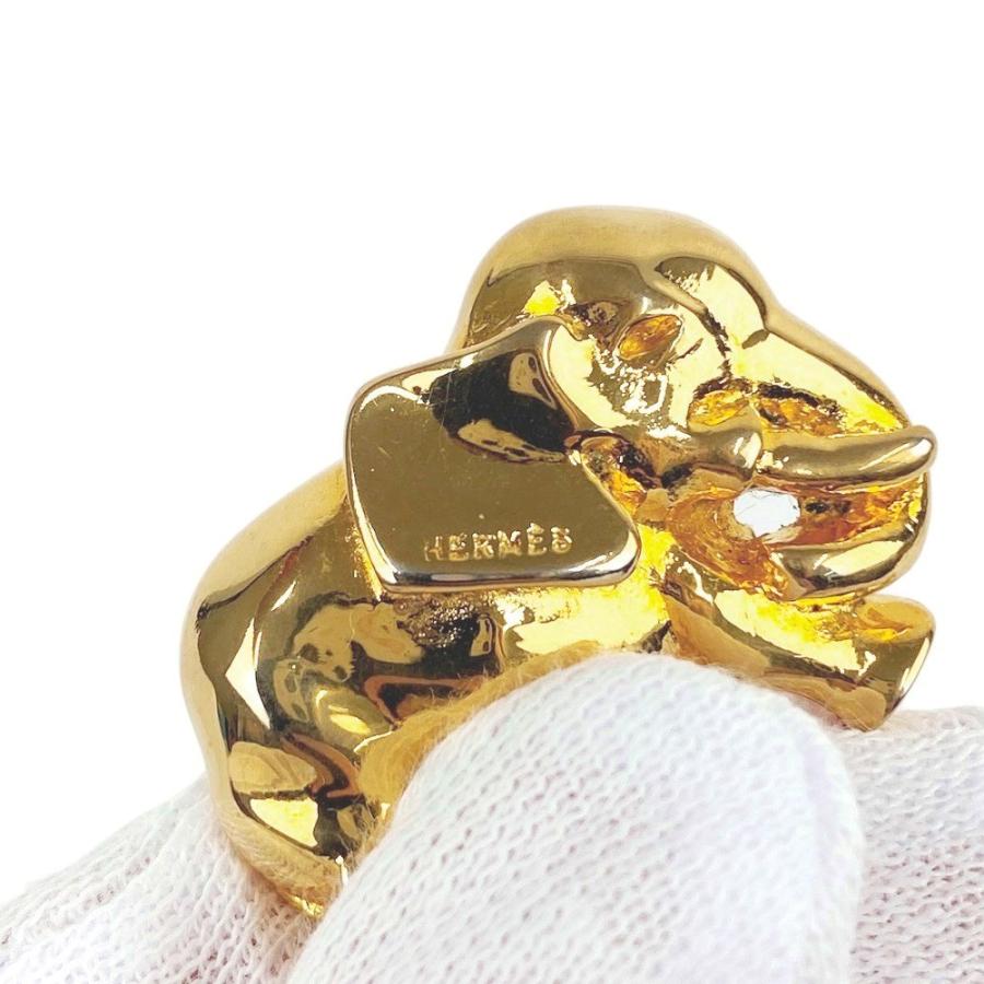 ◆SALE◆　■美品■　エルメス ブローチ エレファント 象 アニマル モチーフ ゴールド GP 【168109】 |  | 06