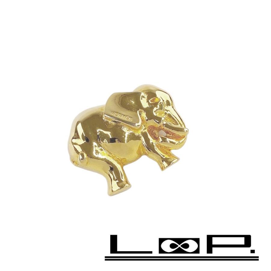 ◆SALE◆　■美品■　エルメス ブローチ エレファント 象 アニマル モチーフ ゴールド GP 【168277】 | 