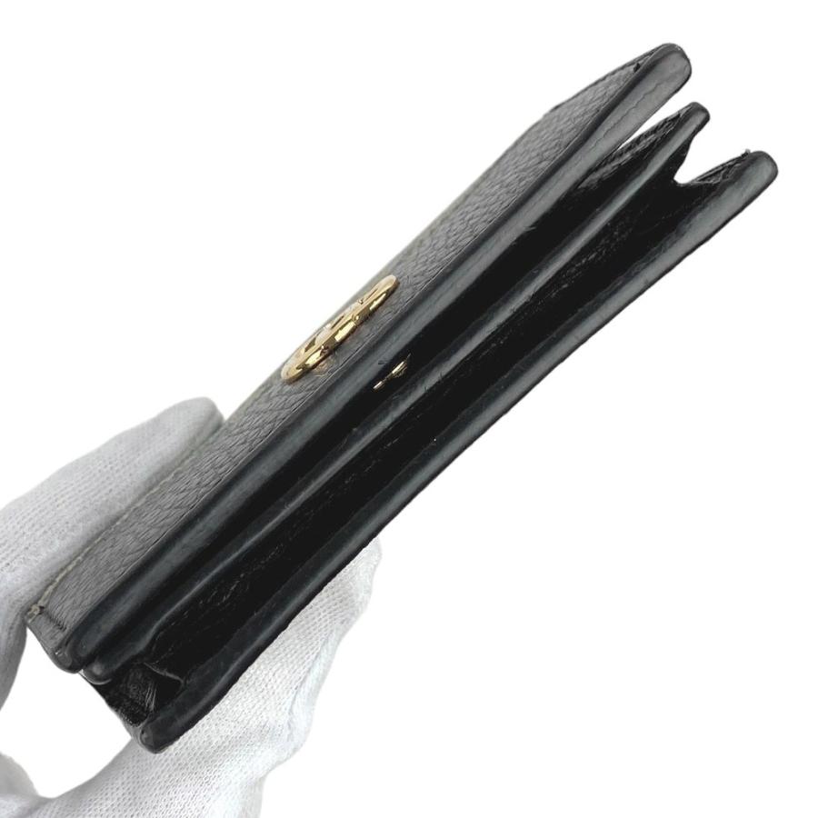 ■中古■　グッチ GGマーモント 二つ折り コンパクト 財布 レザー PVC ブラック 658610 【183973】 □中古□ グッチ GGマーモント 二つ折り コンパクト 財布 レザー PVC