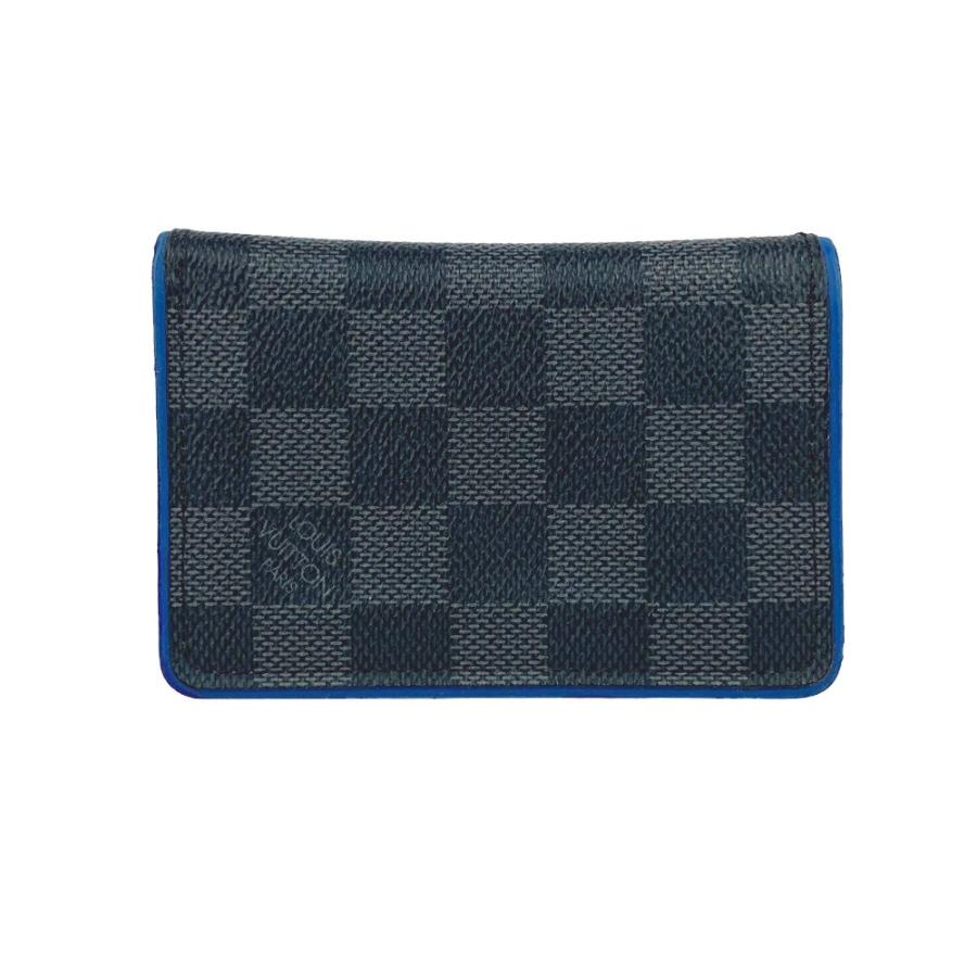 ■中古■　ルイヴィトン オーガナイザー ドゥ ポッシュ カード ケース ダミエ グラフィット ブルー レザー M64432 箱 【185328】 □中古□ ルイヴィトン オーガナイザー ドゥ ポッシュ カード ケース