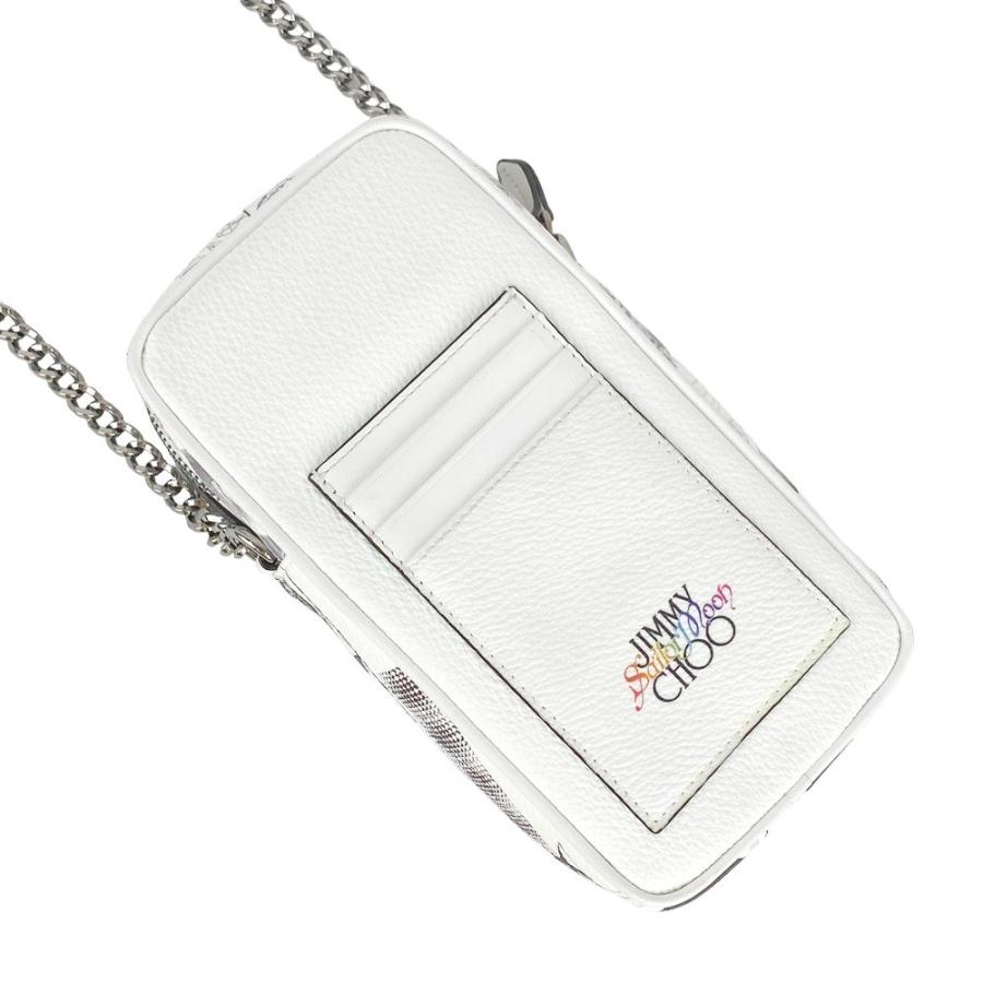 ■新同■コラボ■　ジミーチュウ セーラームーン チェーン ショルダー ミニ バッグ レザー ホワイト ブラック 箱 【186059】 □新同□コラボ□ ジミーチュウ セーラームーン チェーン ショルダー