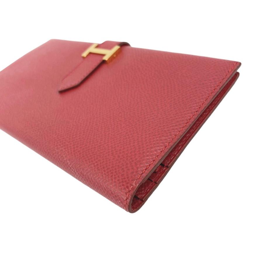 ■美品■　エルメス ベアン クラシック 長財布 クシュベル レッド □B刻 箱 【194771】★ □美品□ エルメス ベアン クラシック 長財布 クシュベル レッド □B刻