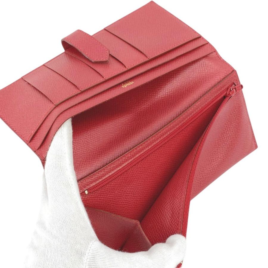 □美品□ エルメス ベアン クラシック 長財布 クシュベル レッド □B刻