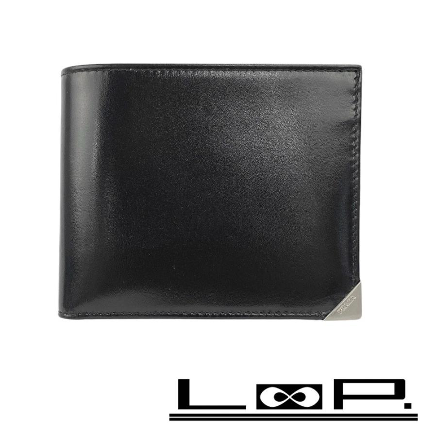 □未使用□ プラダ 2つ折り 財布 メンズ レザー ブラック NERO M738 箱  