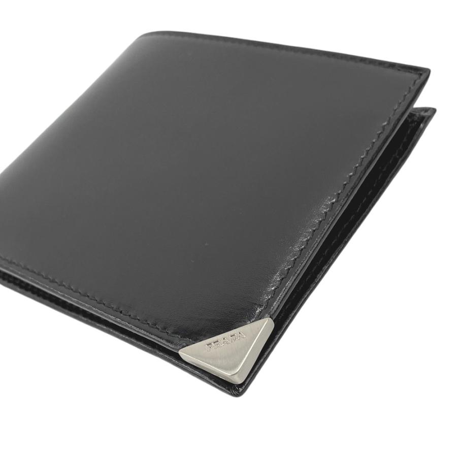 □未使用□ プラダ 2つ折り 財布 メンズ レザー ブラック NERO M738 箱  