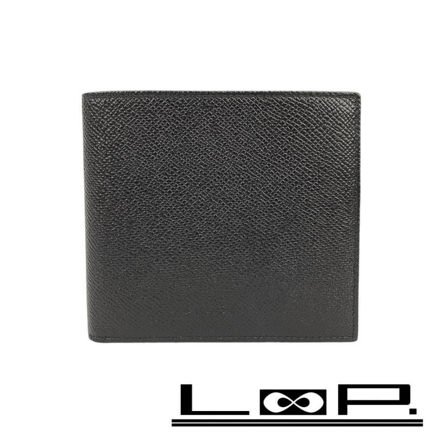 □未使用□ ブルガリ 2つ折り 財布 ロゴ メンズ レザー ブラック 黒 箱