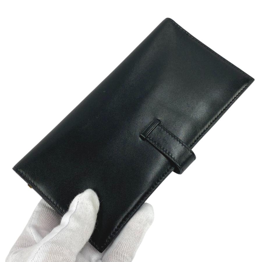 □新同□ エルメス ベアン 長財布 ブラック ゴールド ボックスカーフ