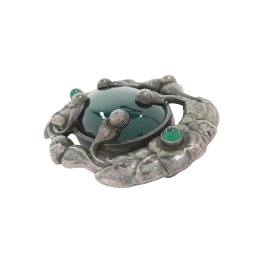 ■美品■ヴィンテージ■　ジョージジェンセン 帯留め アクセサリー グリーンアゲート SV 925 ＃169 【206351】★ |  | 01