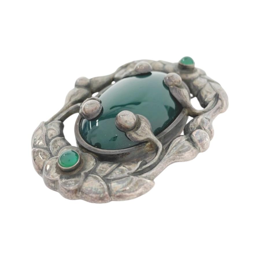 ■美品■ヴィンテージ■　ジョージジェンセン 帯留め アクセサリー グリーンアゲート SV 925 ＃169 【206351】★ |  | 02