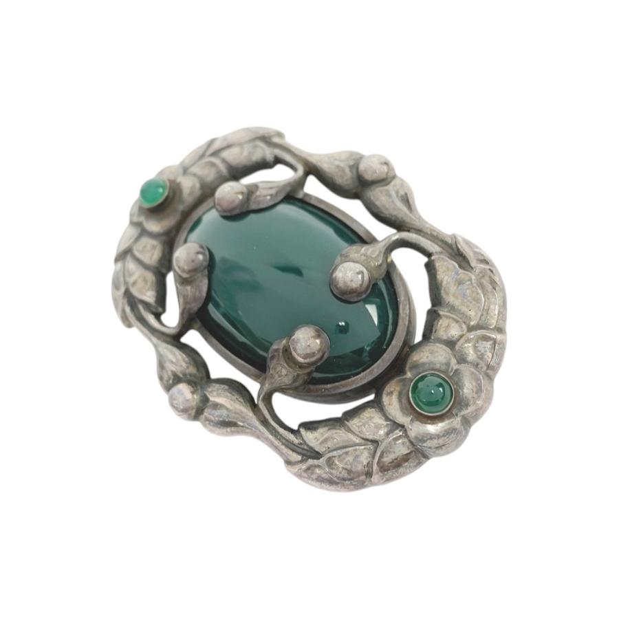 ■美品■ヴィンテージ■　ジョージジェンセン 帯留め アクセサリー グリーンアゲート SV 925 ＃169 【206351】★ |  | 05