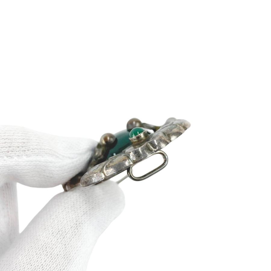 ■美品■ヴィンテージ■　ジョージジェンセン 帯留め アクセサリー グリーンアゲート SV 925 ＃169 【206351】★ |  | 08