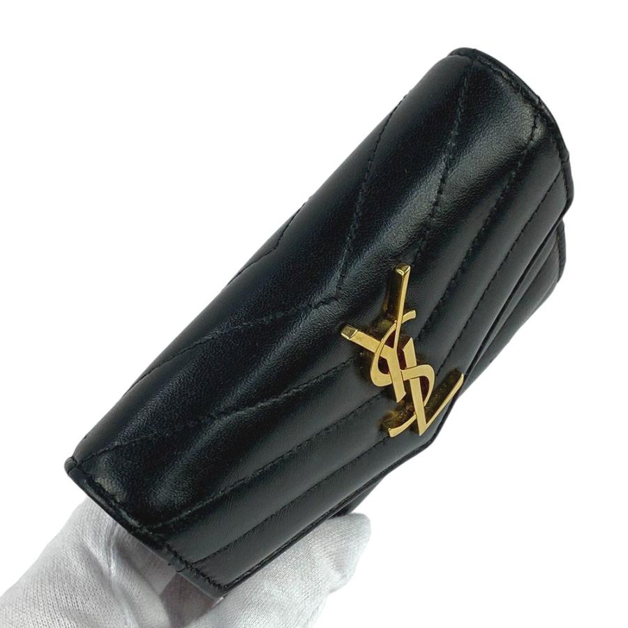 ■中古■　サンローラン コンパクト 財布 2つ折り ブラック ゴールド レザー GP 【208416】◇ 208416_1.jpg