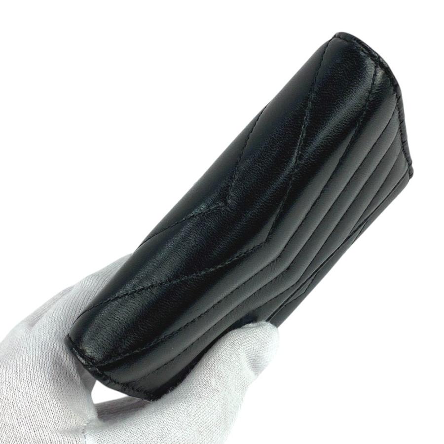 □中古□ サンローラン コンパクト 財布 2つ折り ブラック ゴールド