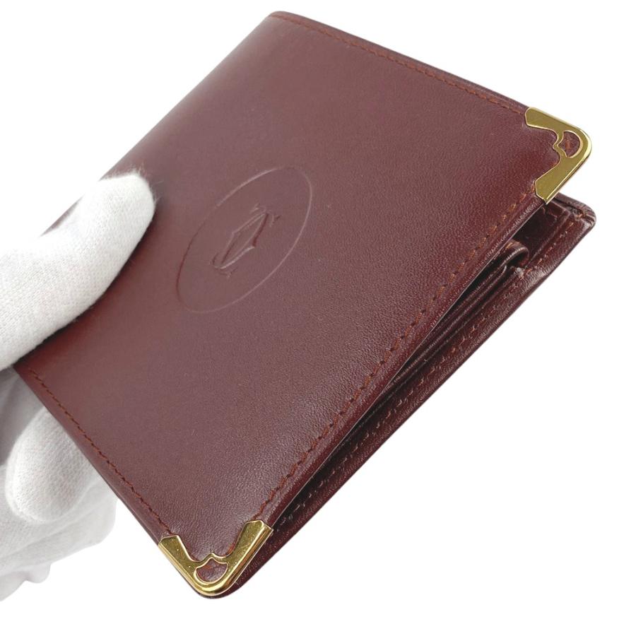 ◆SALE◆　■美品■　カルティエ マスト 2つ折り 小銭入れ 財布 レザー ボルドー ゴールド 【213892】〇 |  | 08